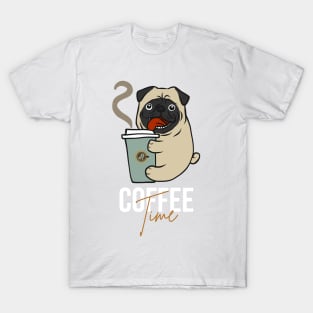 Pug Dog - Coffee Time T-Shirt